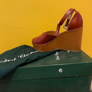 Size 7 Women real leather platform shoes